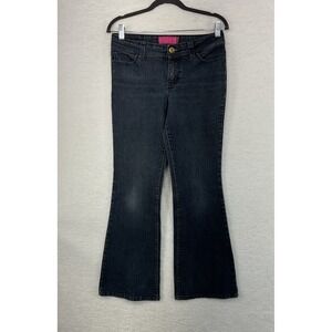 Glo Women's Flare Leg Jeans Button Fly Black‎ Denim Juniors Size 7